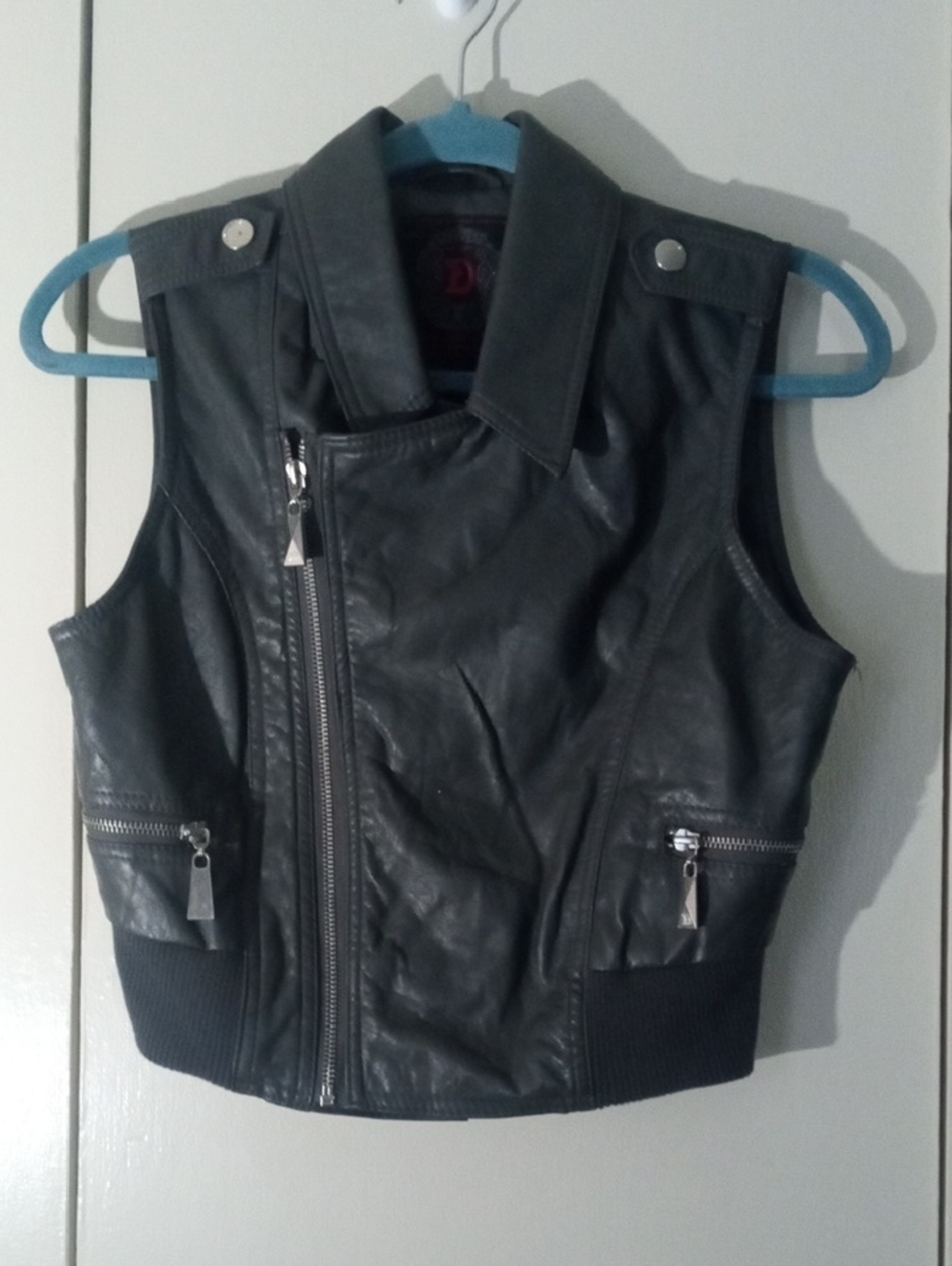 Dollhouse Outerwear Faux Leather Vest Braided Details Side Front Zip Y2K Vibes S